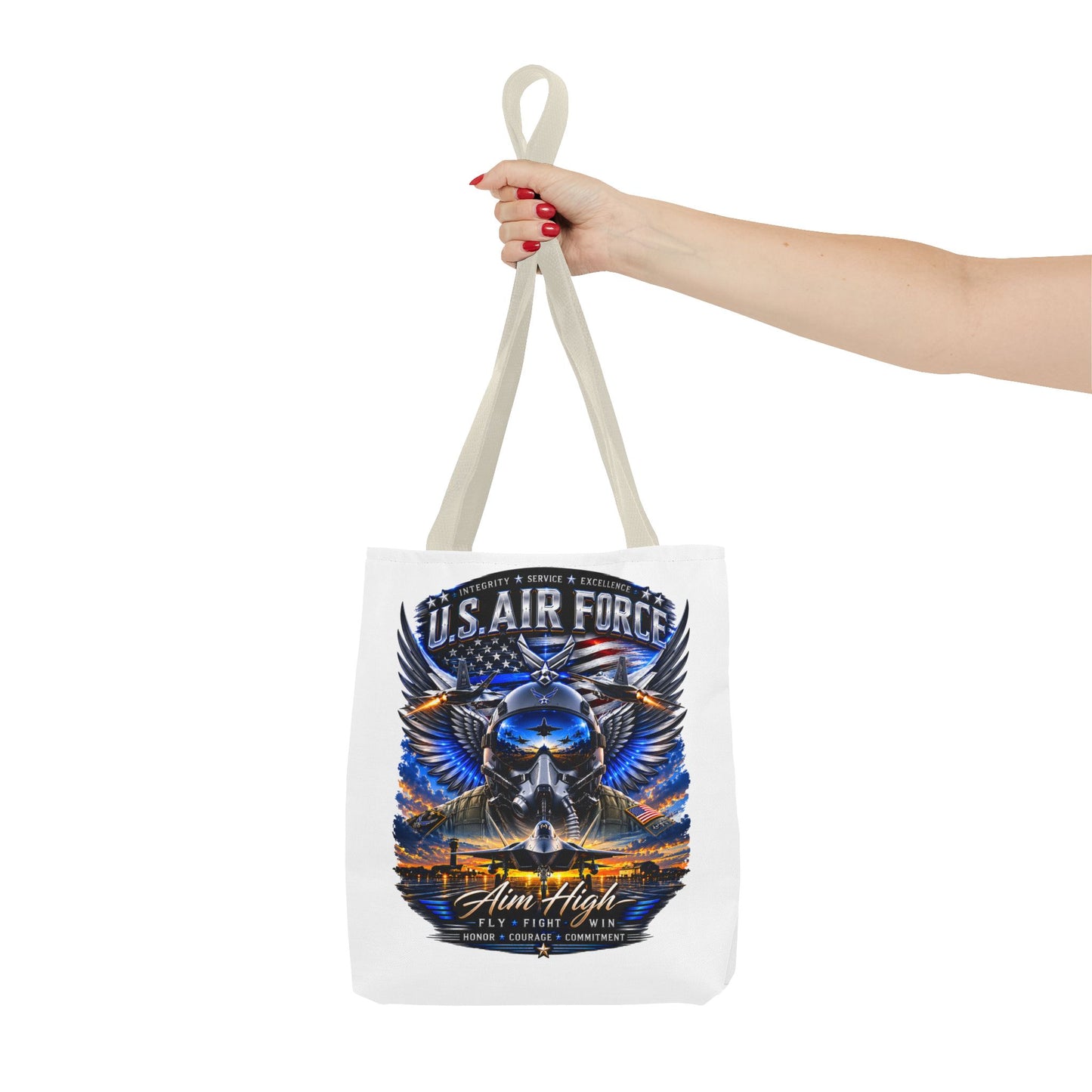 U.S. Air Force Aviator Tote Bag – 'Aim High' Military Pilot Design