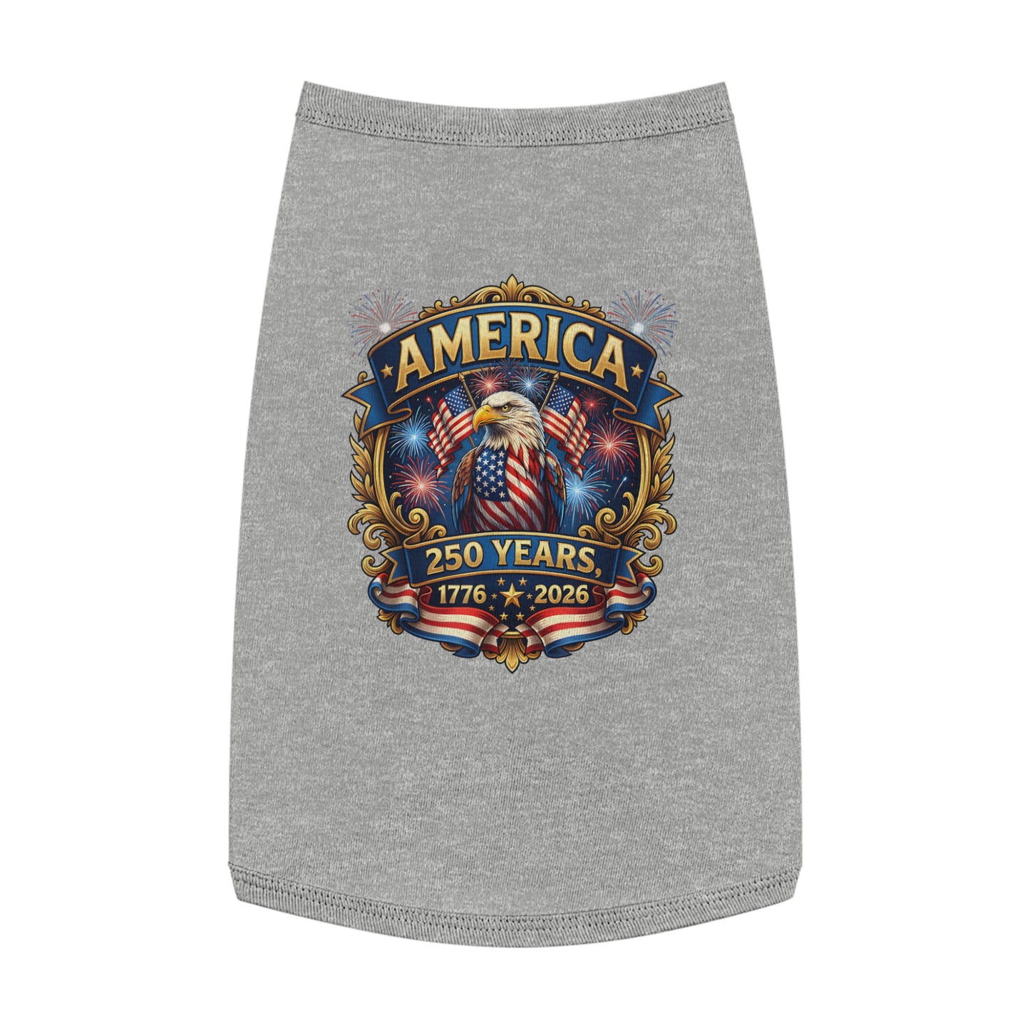 America 250 Pet Tank Top - 1776-2026 Patriotic Eagle & Fireworks