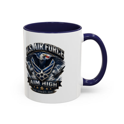 U.S. Air Force Accent Coffee Mug — Aim High Eagle Design (11/15 oz)
