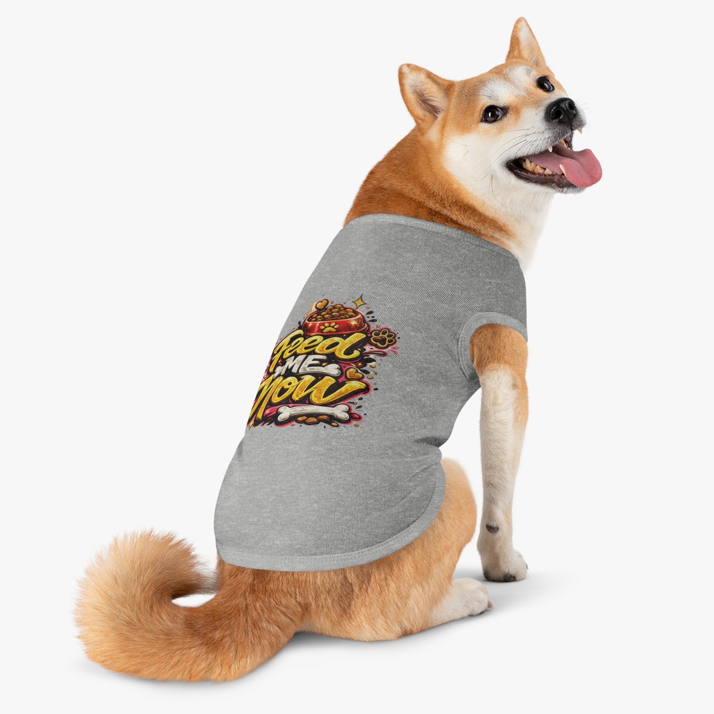 Dog Tank Top - "Feed Me Now" Funny Pet Feeding Shirt