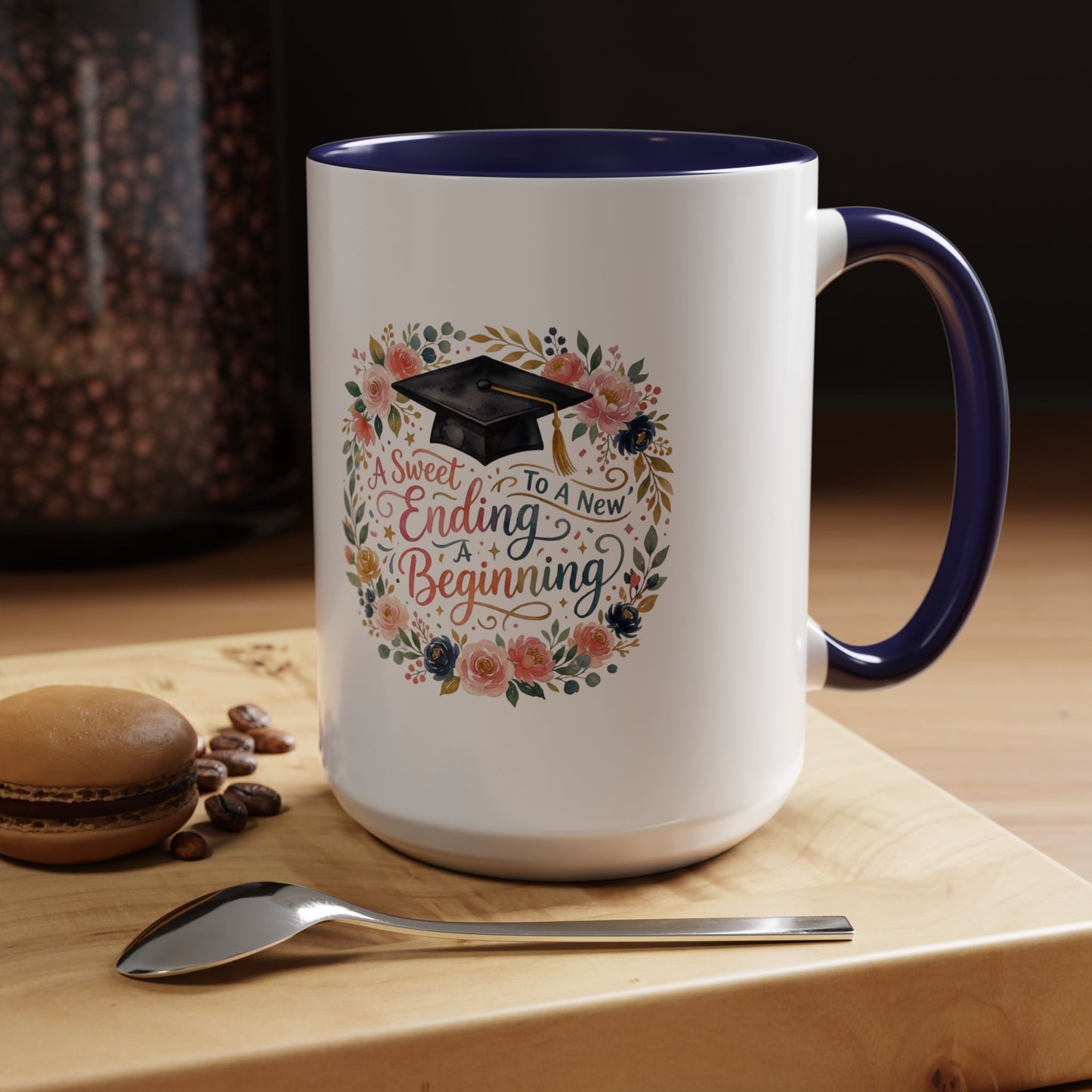 Graduation Floral Coffee Mug — "A Sweet Ending to a New Beginning"