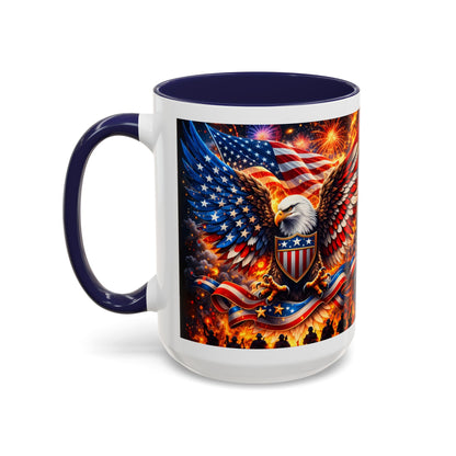 Patriotic Eagle Coffee Mug — American Flag Bald Eagle Accent Mug (11/15oz)