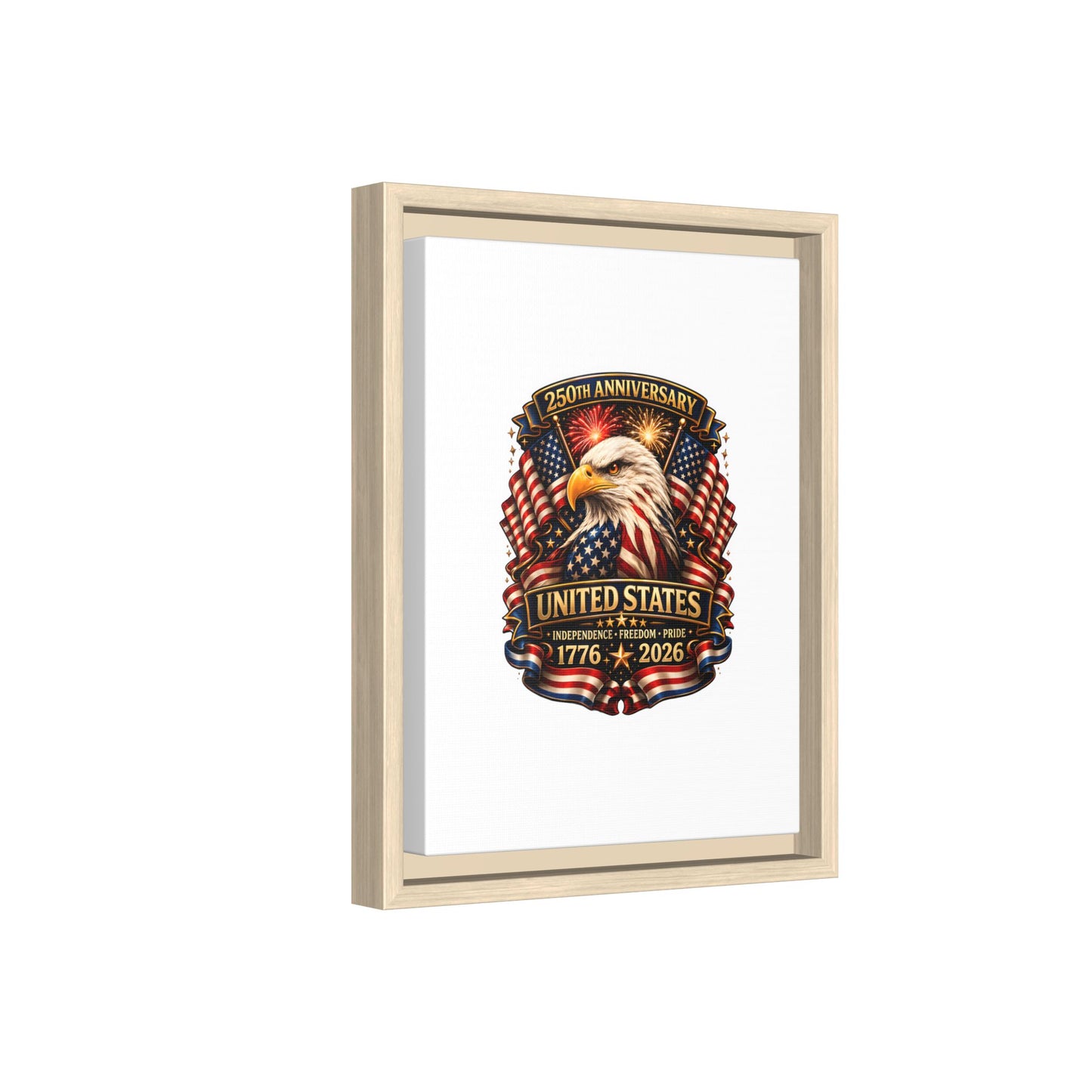 Patriotic Eagle 250th Anniversary Framed Canvas Print — United States 1776–2026