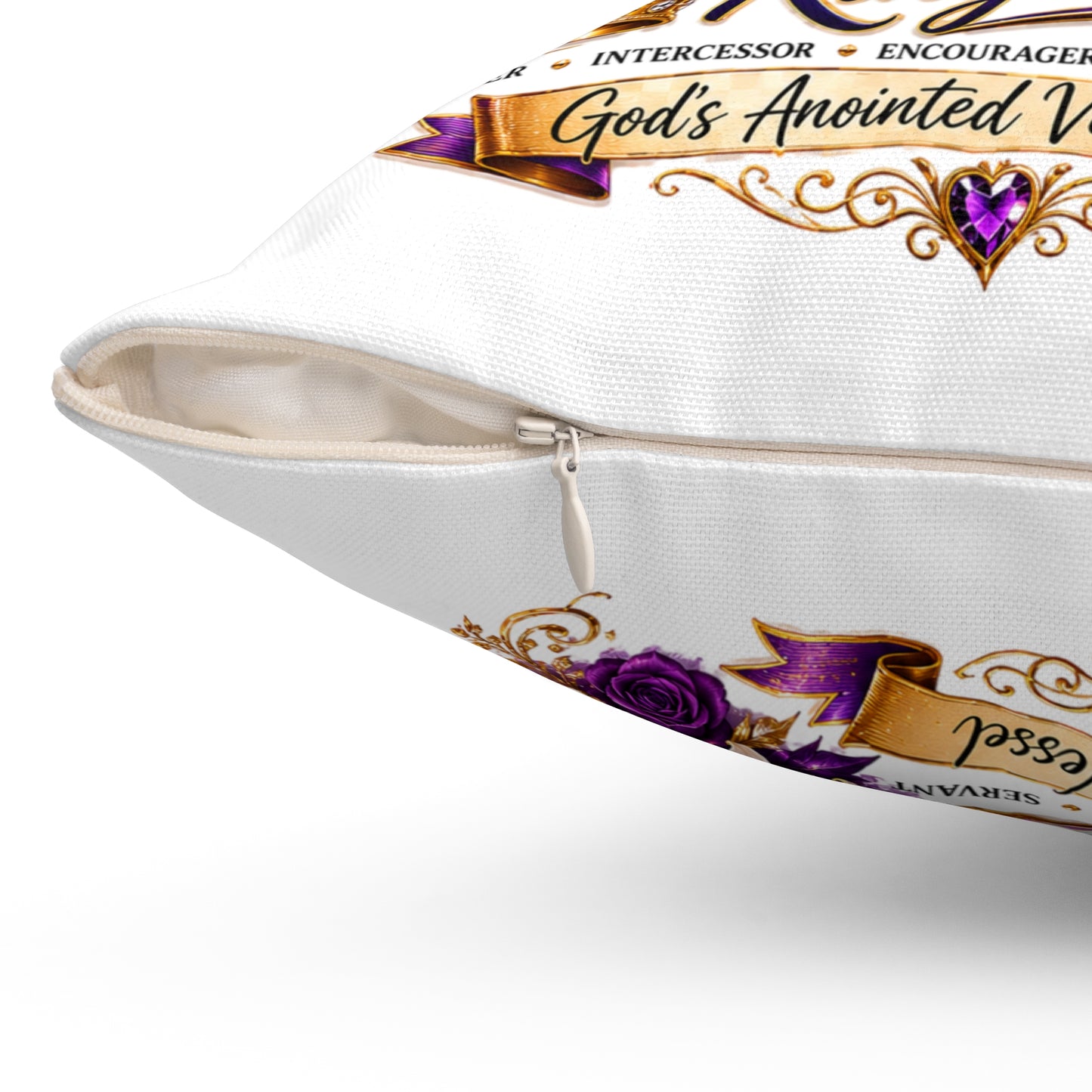 First Lady Faith Pillow — Inspirational Christian Decorative Throw Pillow (Purple Crown, 'Purpose and Passion')