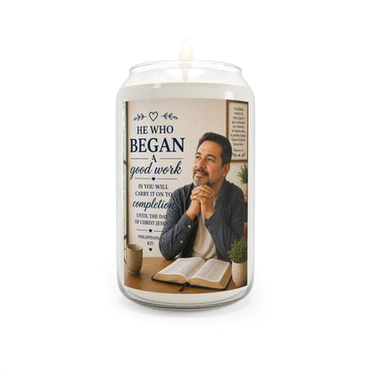 Inspirational Scripture Soy Candle — "He Who Began a Good Work" 13.75oz