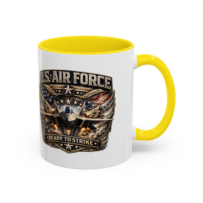 U.S. Air Force Accent Coffee Mug — "Ready to Strike" Military Aviation Gift