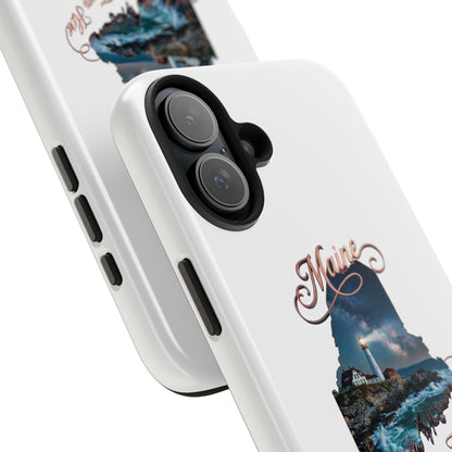 Maine Lighthouse Tough Phone Case — "Can't Get There From Here" State Silhouette