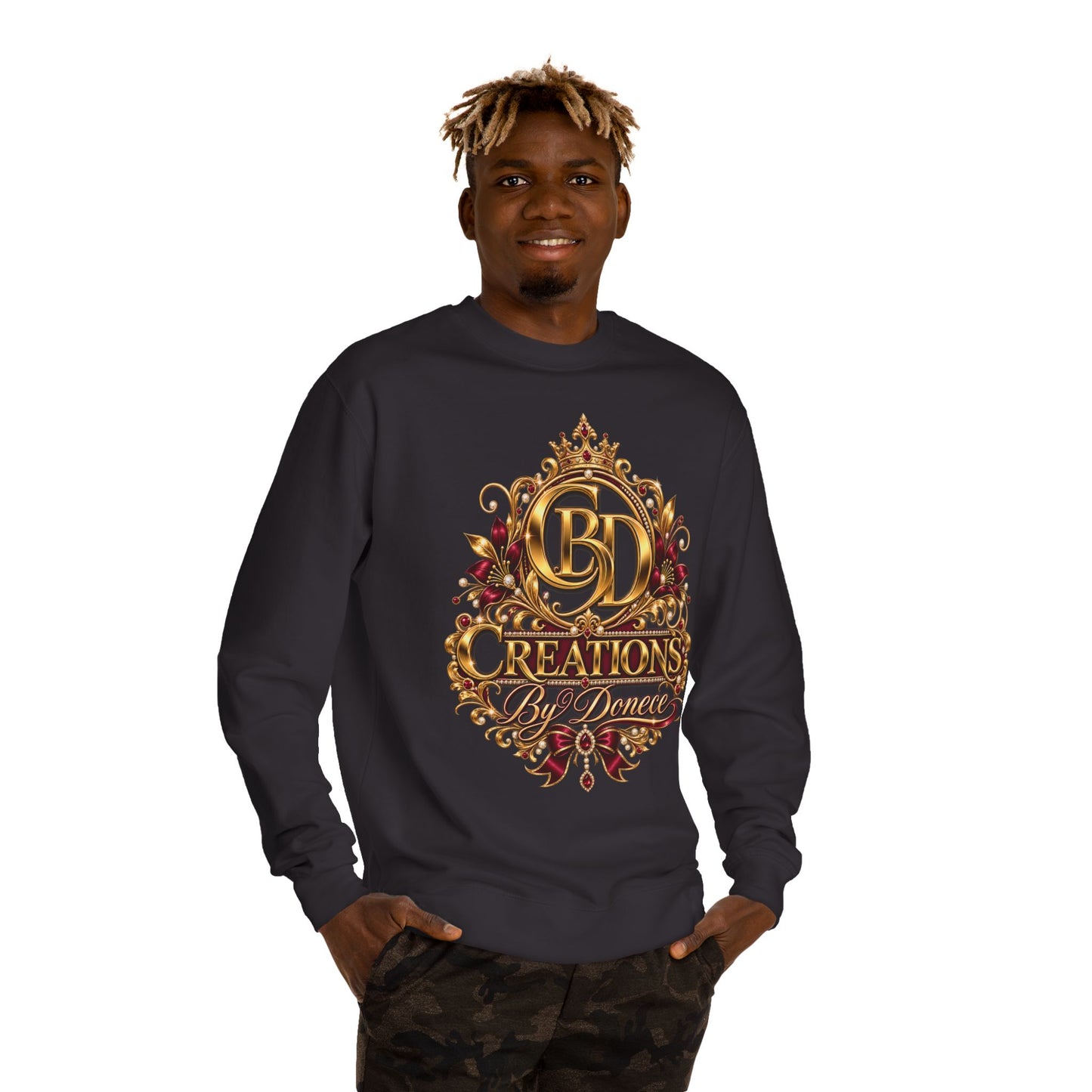 Crewneck Sweatshirt — 'CB Creations by Donna' Ornate Gold Emblem