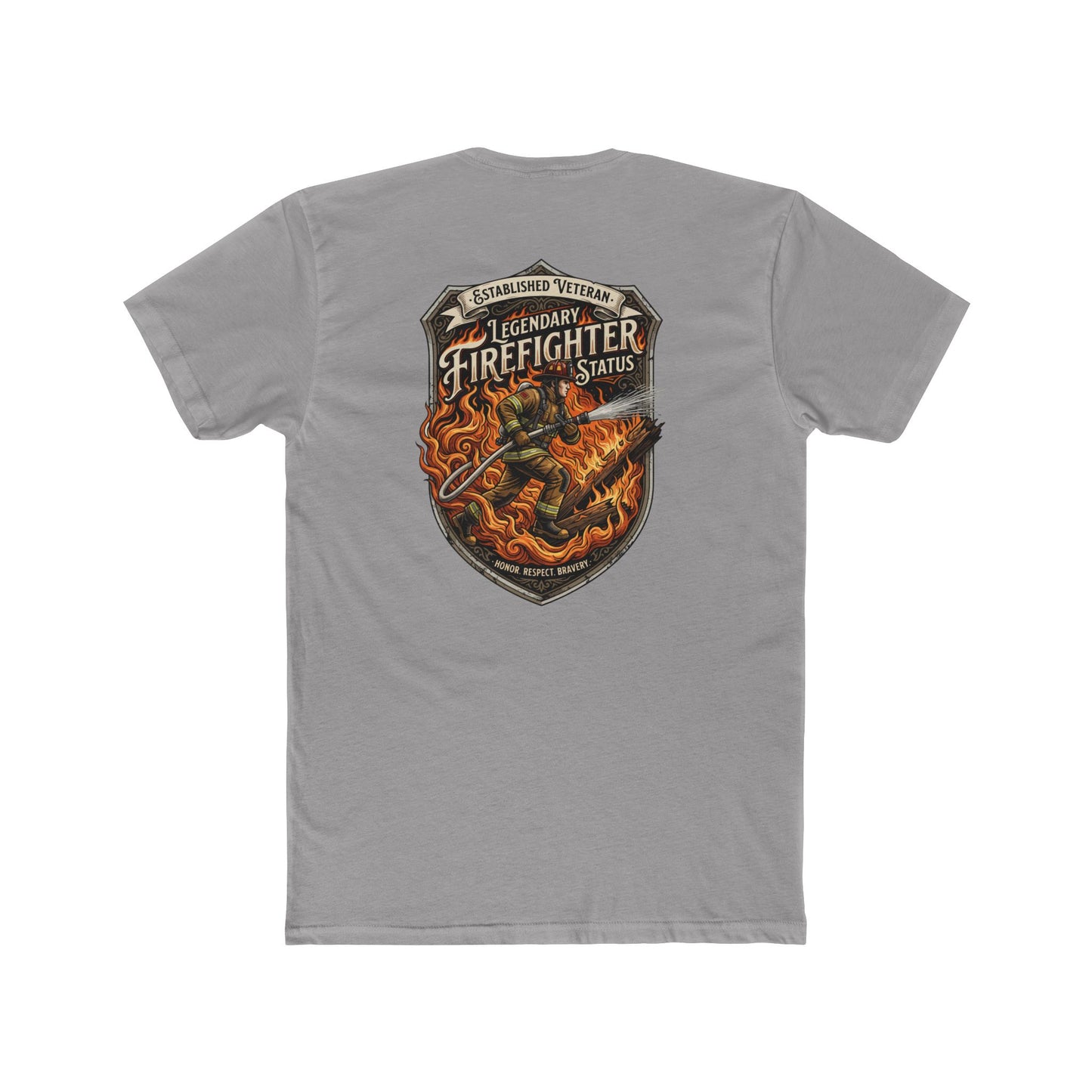 Firefighter Badge T-Shirt — Legendary Firefighter Status Graphic Tee