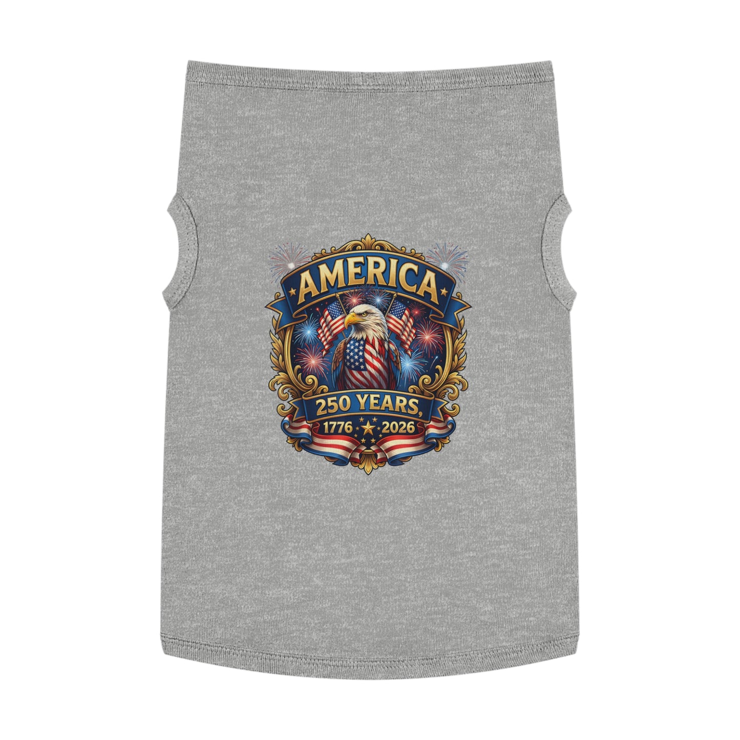 America 250 Pet Tank Top - 1776-2026 Patriotic Eagle & Fireworks