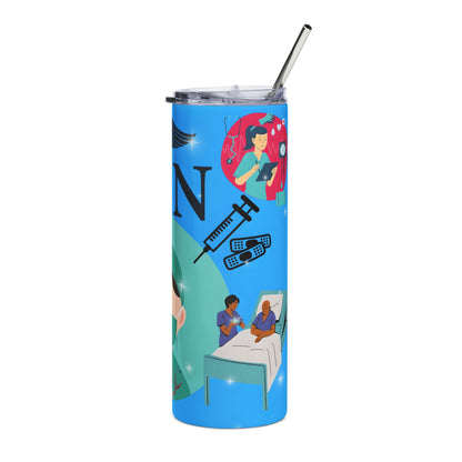 RN Nurse Stainless Steel Tumbler - 20oz Medical Tribute Travel Cup