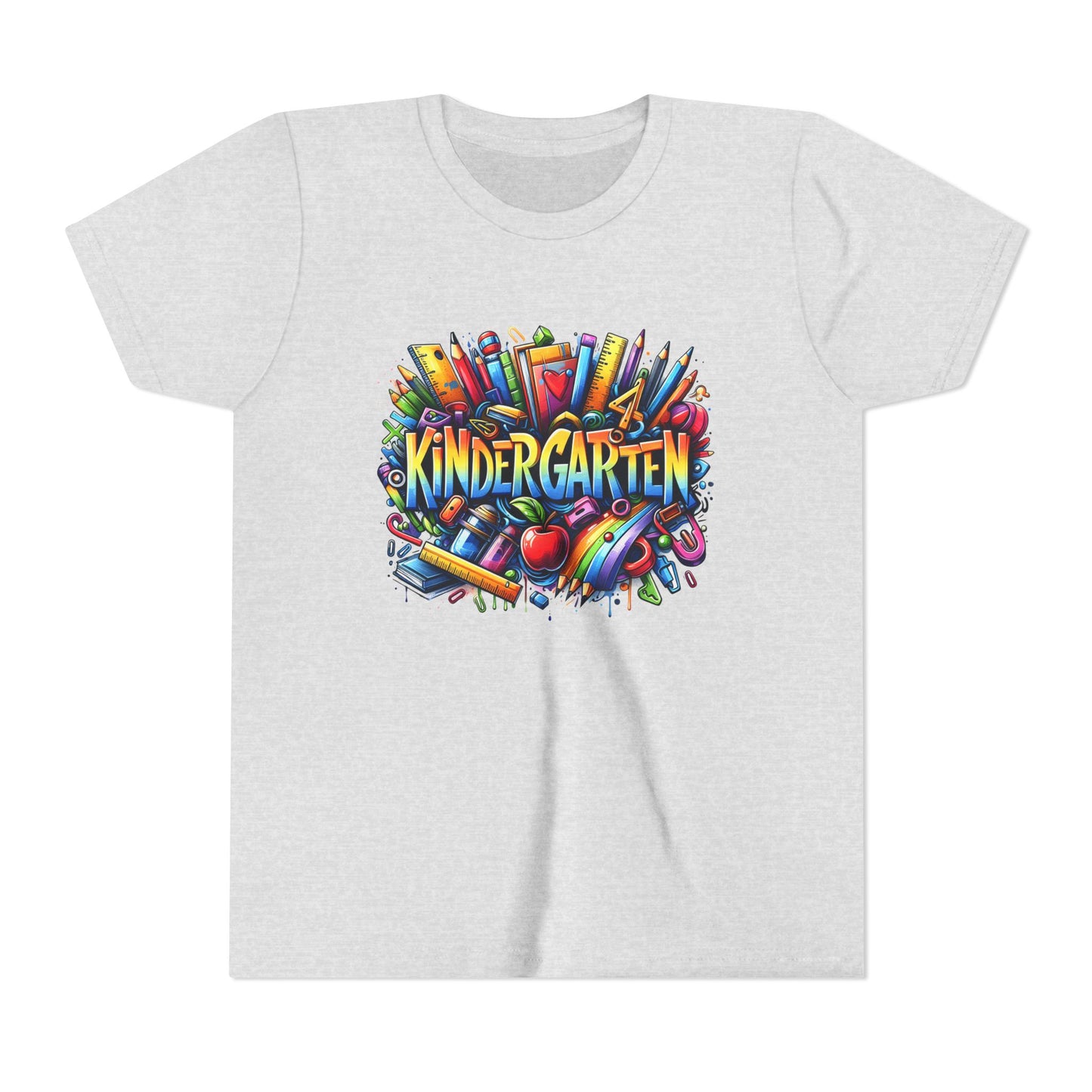 Kindergarten Colorful School Supplies Youth Tee — Back-to-School Kids T-Shirt