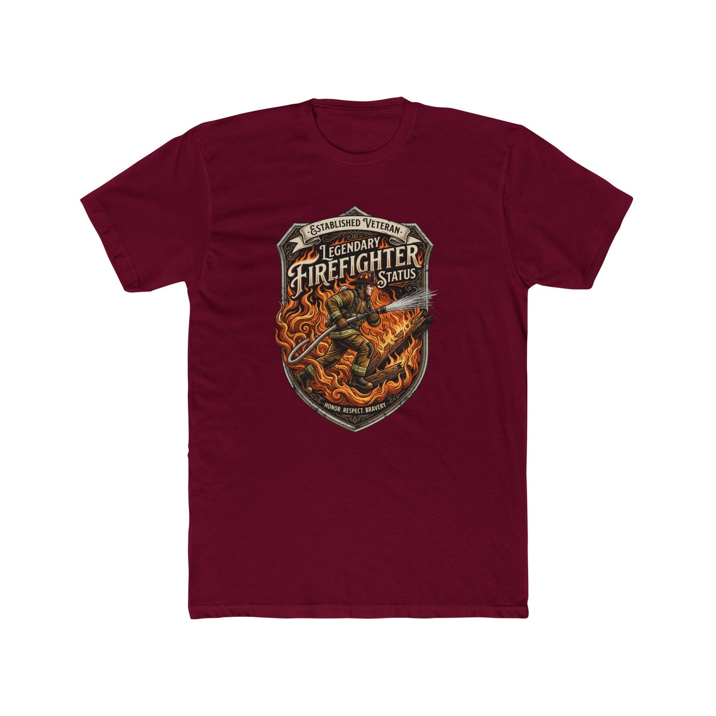 Firefighter Badge T-Shirt — Legendary Firefighter Status Graphic Tee