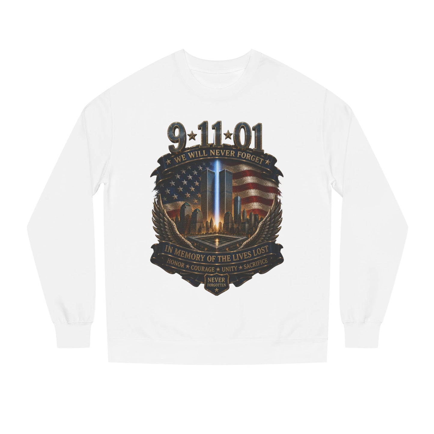 9/11 Never Forget Memorial Sweatshirt – In Memory of the Lives Lost