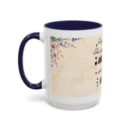 Mother Home Coffee Mug — Floral 'She Gave Us Love, She Gave Us Strength' Accent Mug