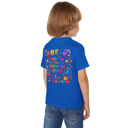 Toddler T‑Shirt — "Pre-K: Where Our New Adventure Begins!" Colorful Back-to-School Tee