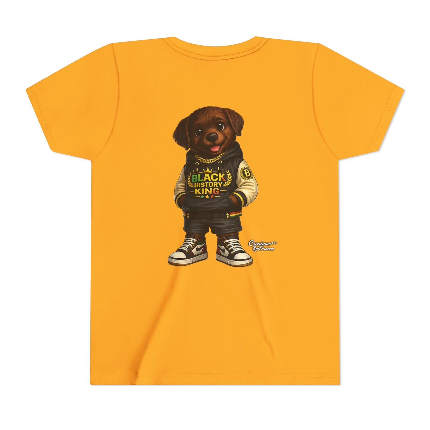 Youth Tee — 'Black History King' Puppy Graphic Shirt