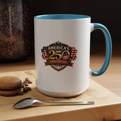 25th Anniversary America Accent Coffee Mug — Patriotic Flag Keepsake (11/15 oz)