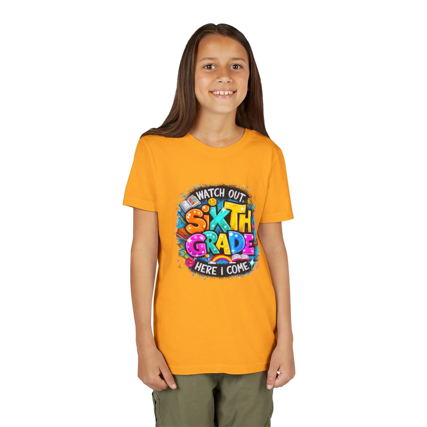 Youth Tee — "Watch Out Sixth Grade Here I Come" Back-to-School Graphic Shirt