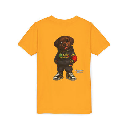Youth Tee — Cute Puppy 'Black History' Graphic Shirt