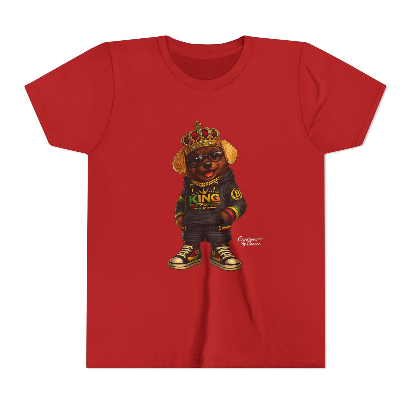 Youth Tee — 'Lil King' Crowned Bear Graphic Shirt