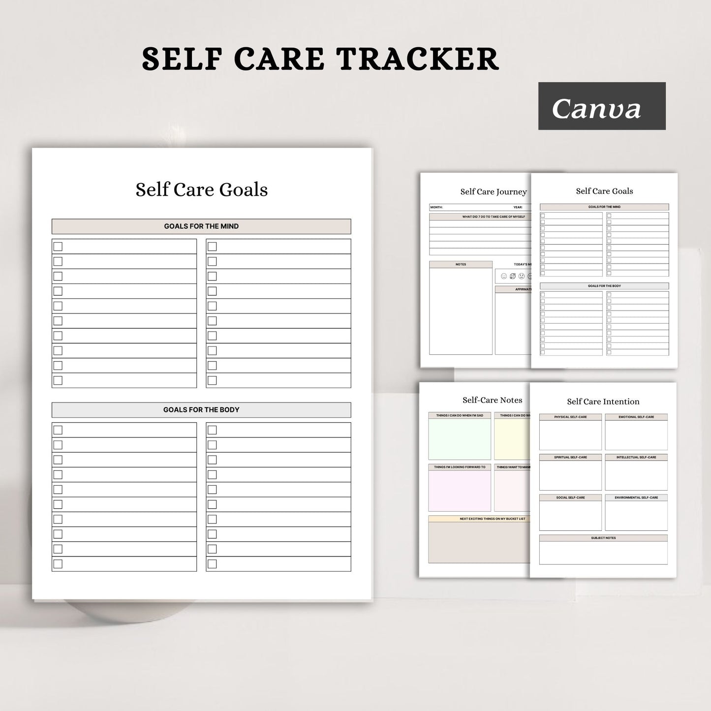Self Care Tracker Printable | Daily Wellness, Mood & Habit Tracker Planner