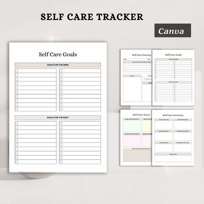 Self Care Tracker Printable | Daily Wellness, Mood & Habit Tracker Planner