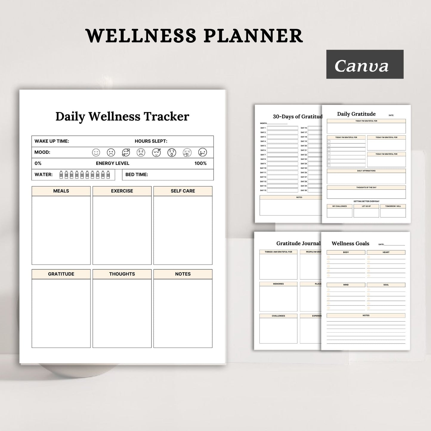 Wellness Planner Printable | Daily Health, Self-Care & Balanced Lifestyle Tracker