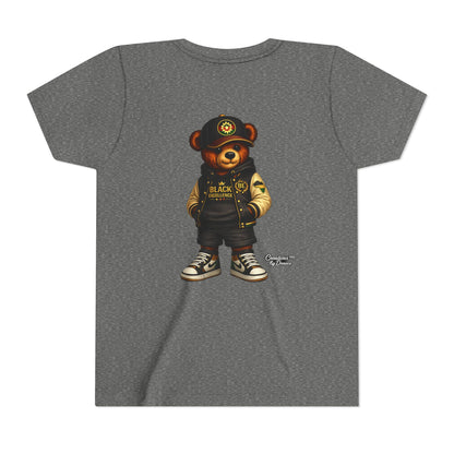 Youth Tee — Streetwear Teddy Bear Graphic (Black Varsity)