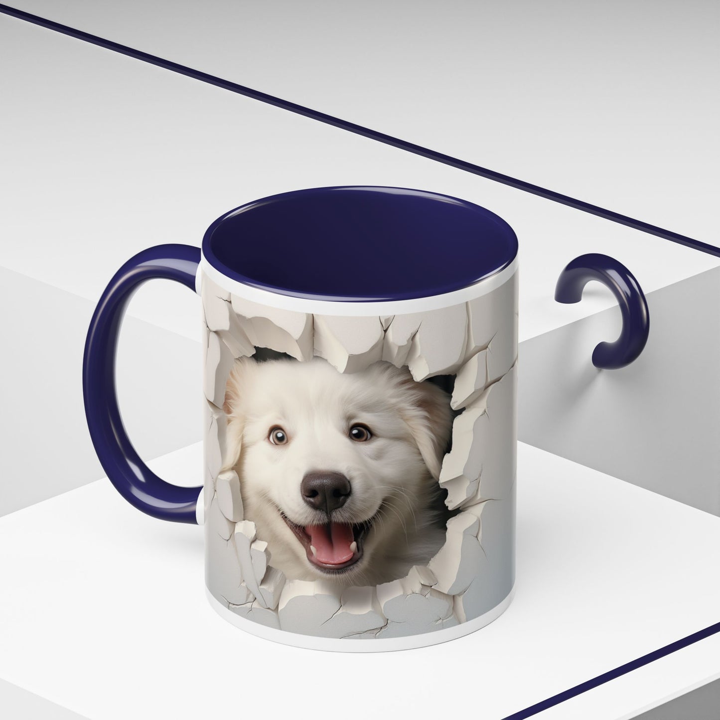 Smiling Dog Breaking Wall Accent Coffee Mug (11/15oz)