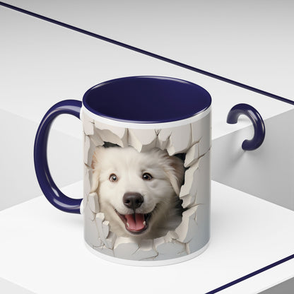 Smiling Dog Breaking Wall Accent Coffee Mug (11/15oz)