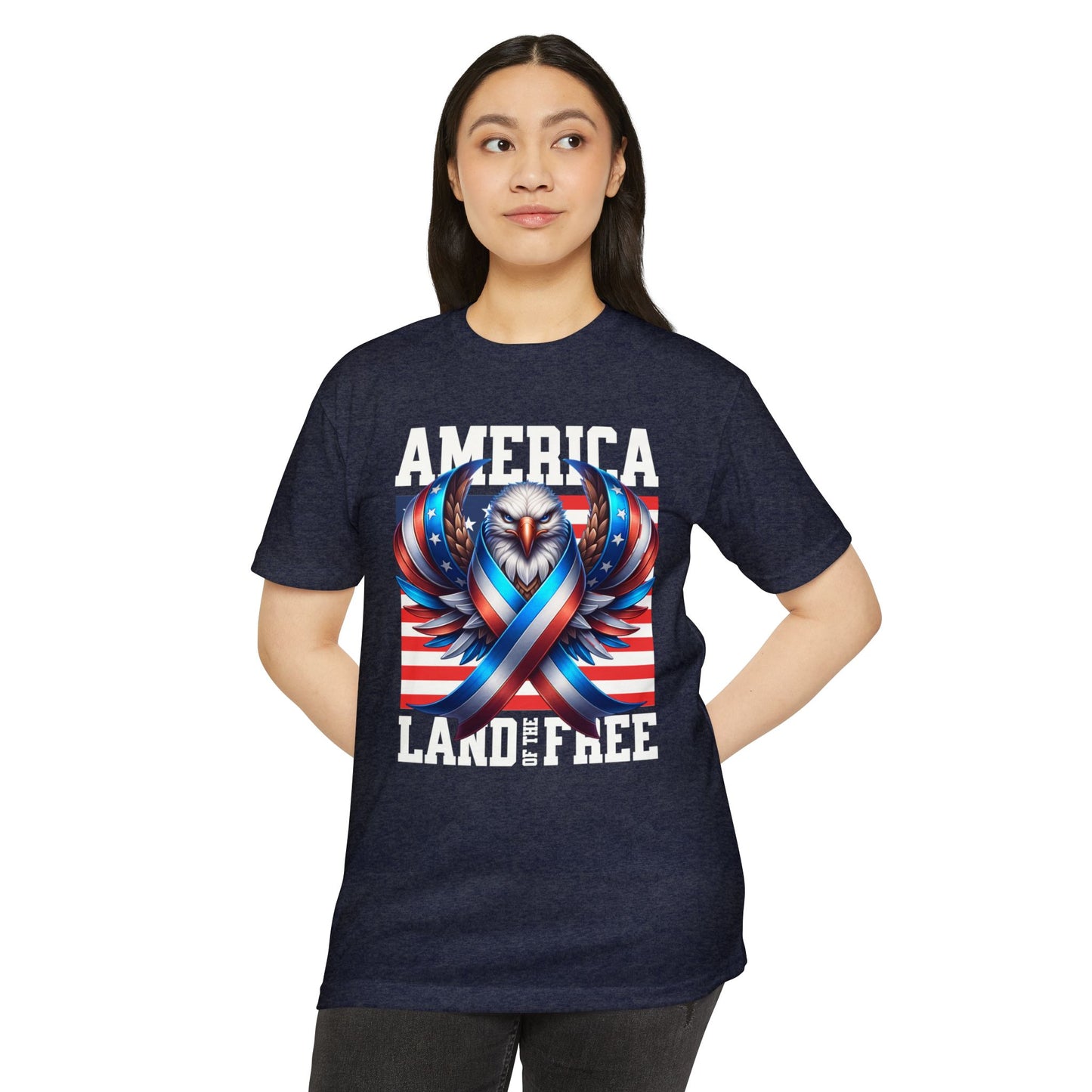 America Land of the Free Eagle Ribbon T-Shirt