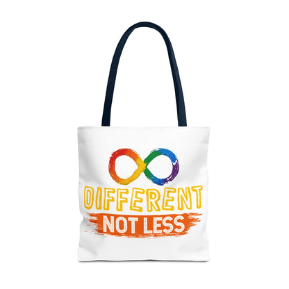 Autism Pride Tote Bag — "Different Not Less" Rainbow Infinity Reusable Shopper