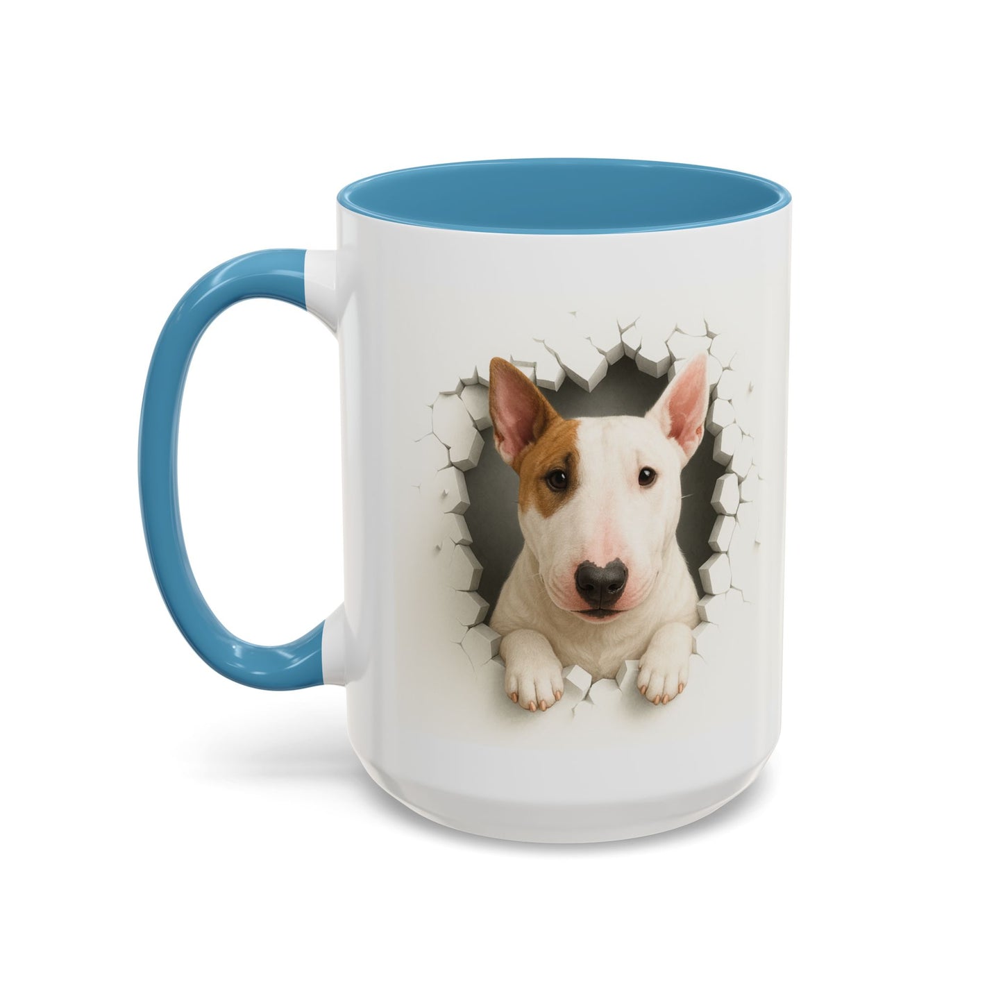 Bull Terrier Coffee Mug — Cute Dog Peeking Accent Mug (11/15oz)