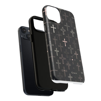 Magnetic Phone Case — Black Crosses "Grace" Protective Cover