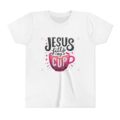 Jesus Fills My Cup Youth Tee — Christian Faith Kids Shirt