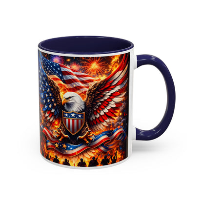 Patriotic Eagle Coffee Mug — American Flag Bald Eagle Accent Mug (11/15oz)