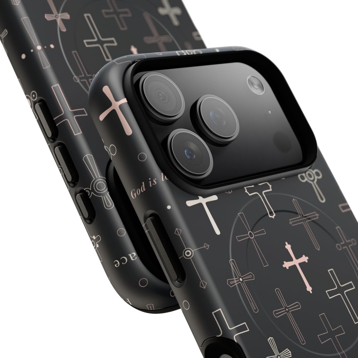 Magnetic Phone Case — Black Crosses "Grace" Protective Cover
