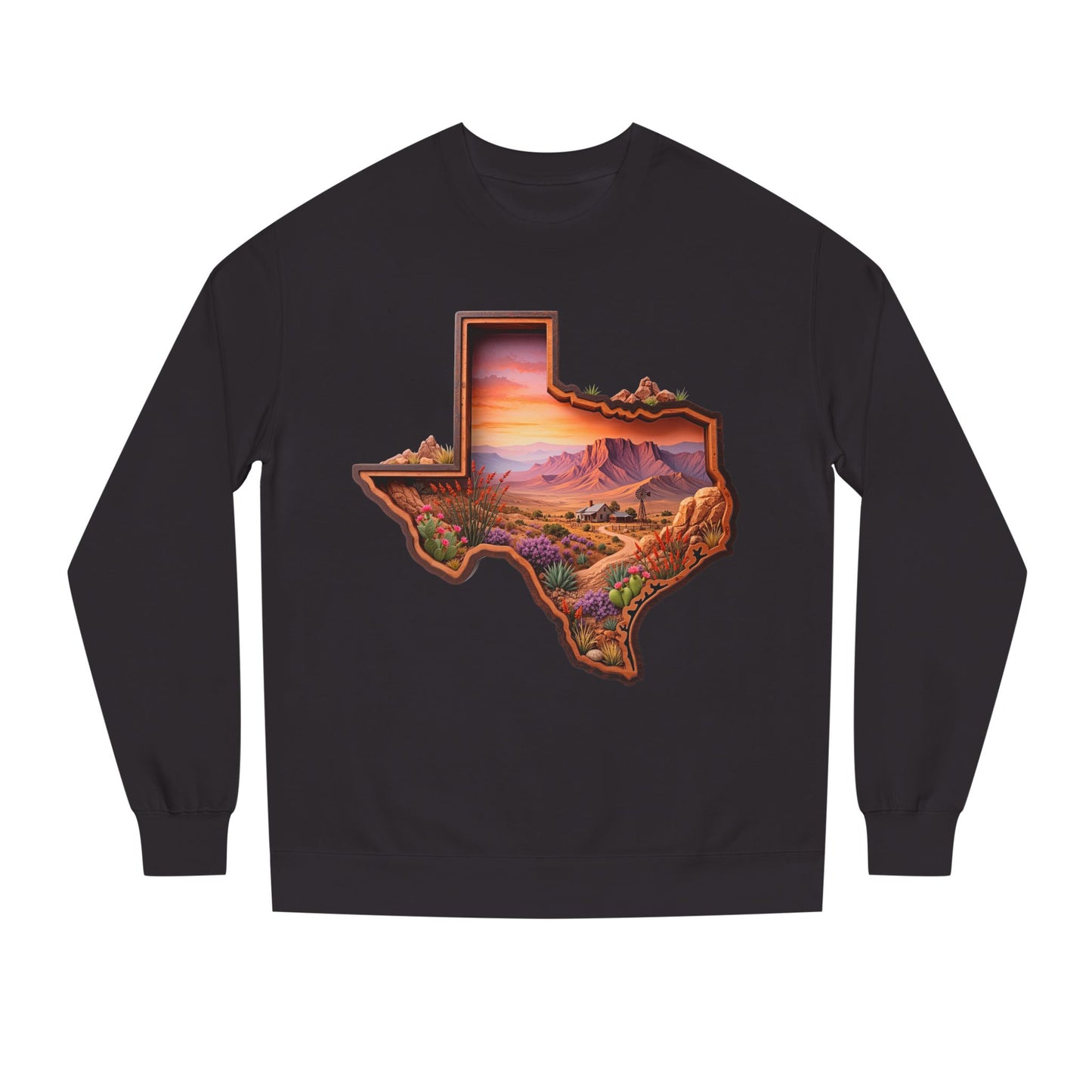 Texas Sunset Crewneck Sweatshirt — Scenic Lone Star State Landscape
