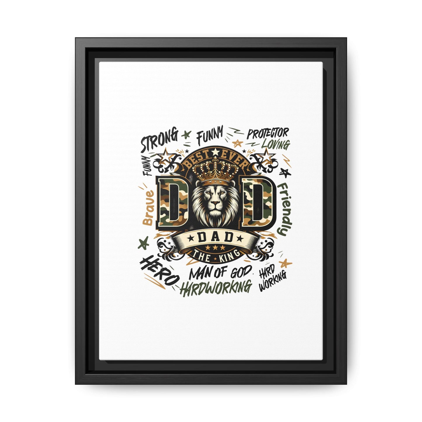 Framed Matte Canvas 'Best Ever DAD' Wall Art – Lion King Design, Father’s Day Gift