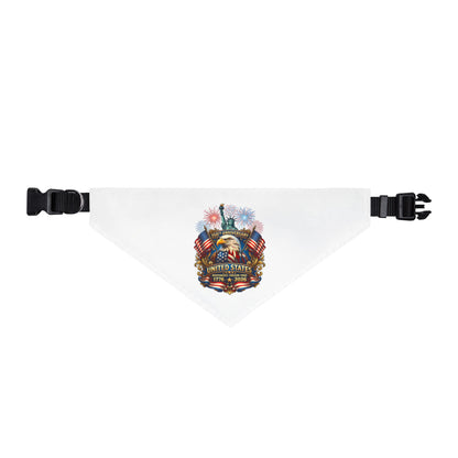 Patriotic Skull Clip-On Pet Bandana – USA Flag & Fireworks Dog Collar Accessory