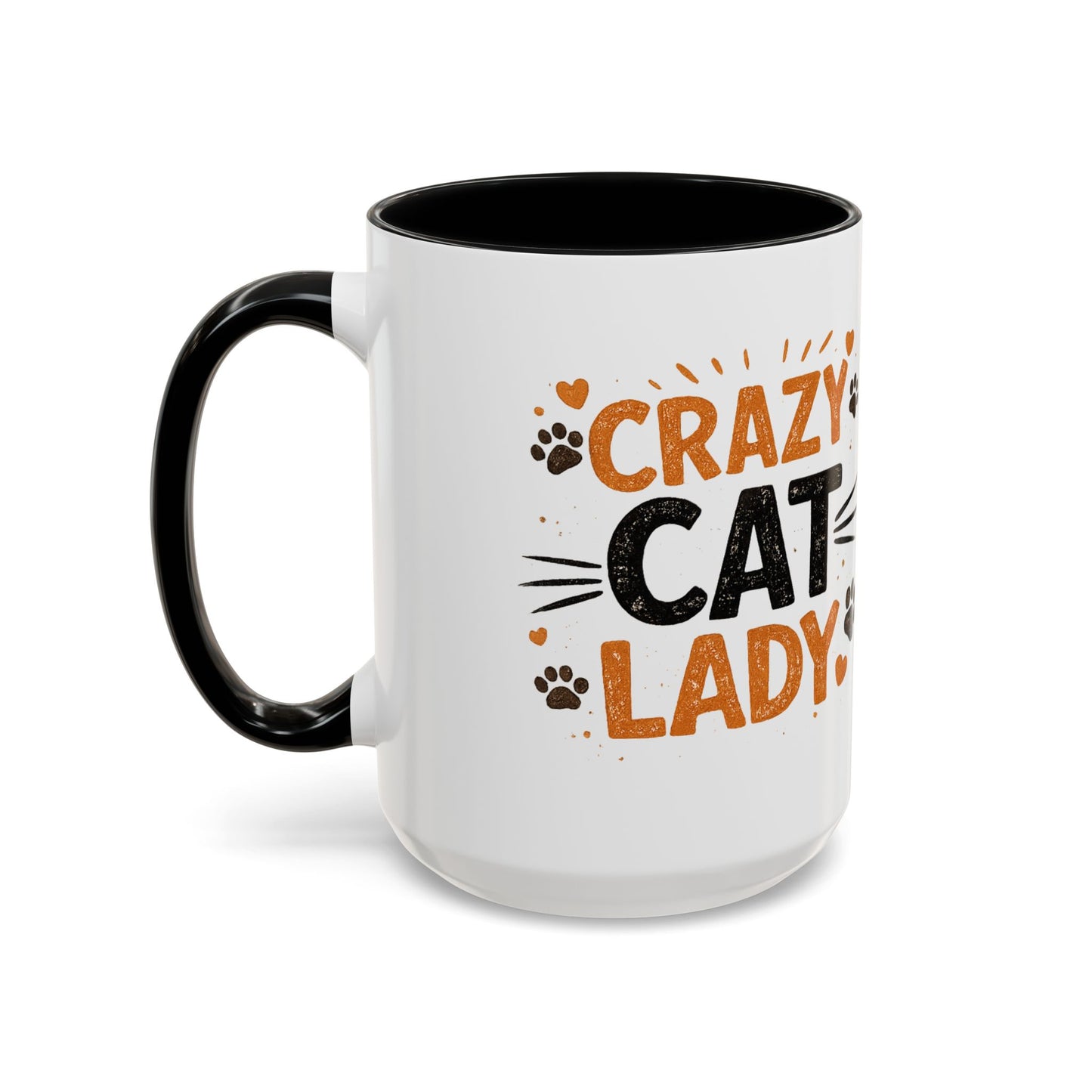 Cat Mug — "Crazy Cat Lady" Cute Kitten Accent Coffee Mug (11/15 oz)