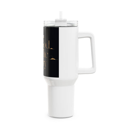 40oz Tumbler — "To God Be The Glory" Black & Gold Inspirational Travel Mug