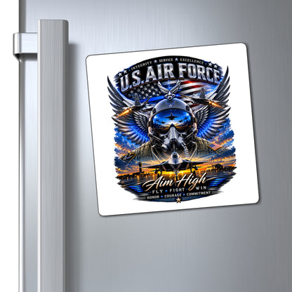 U.S. Air Force "Aim High" Magnet – Military Pilot Helmet & Wings Refrigerator Magnet