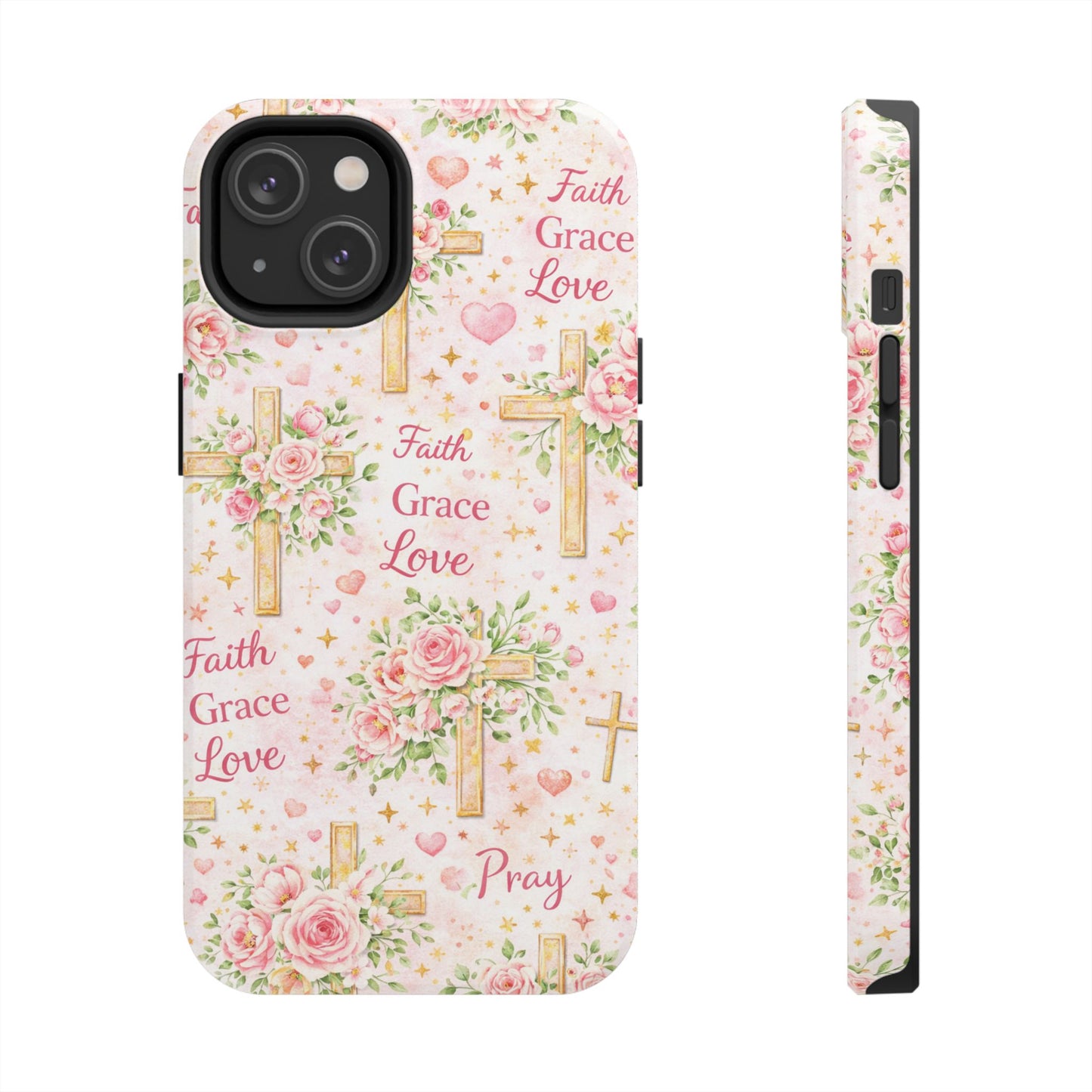Faith Grace Love Cross Phone Case | Christian Floral iPhone Case