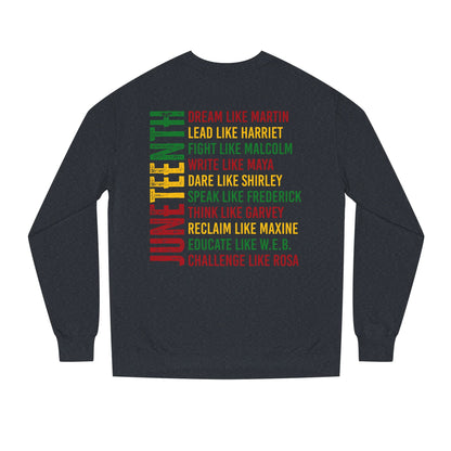 Juneteenth Icons Sweatshirt — "Lead Like Harriet, Fight Like Malcolm" Heritage Crewneck
