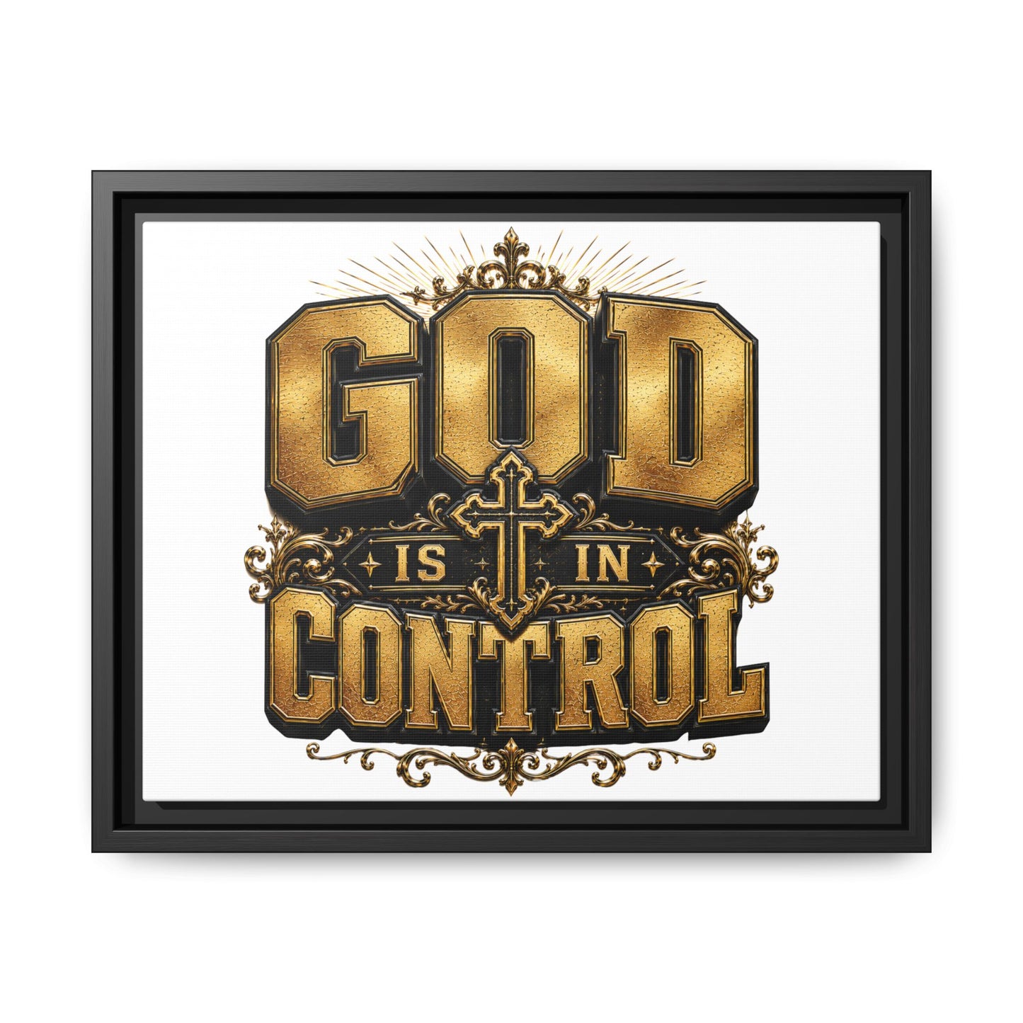 Framed Matte Canvas — "God Is In Control" Inspirational Wall Art
