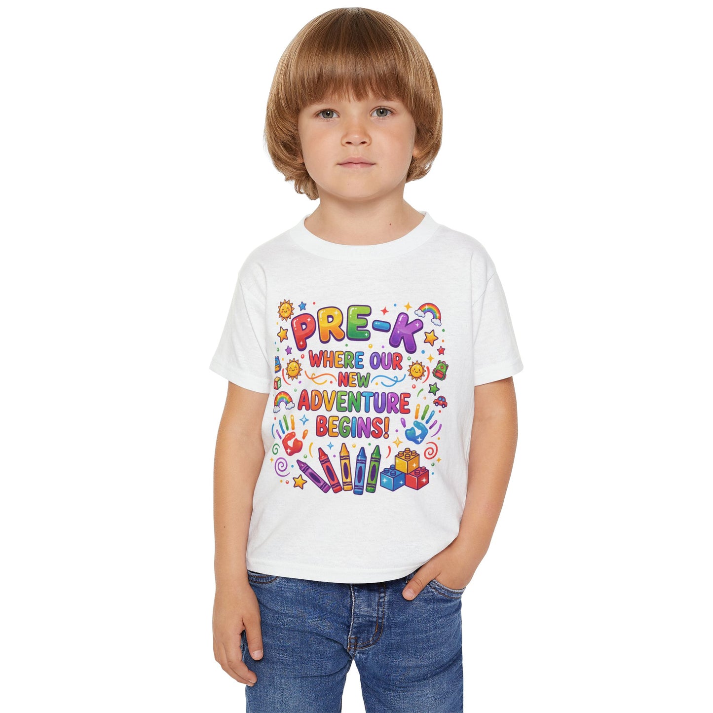 Toddler T‑Shirt — "Pre-K: Where Our New Adventure Begins!" Colorful Back-to-School Tee