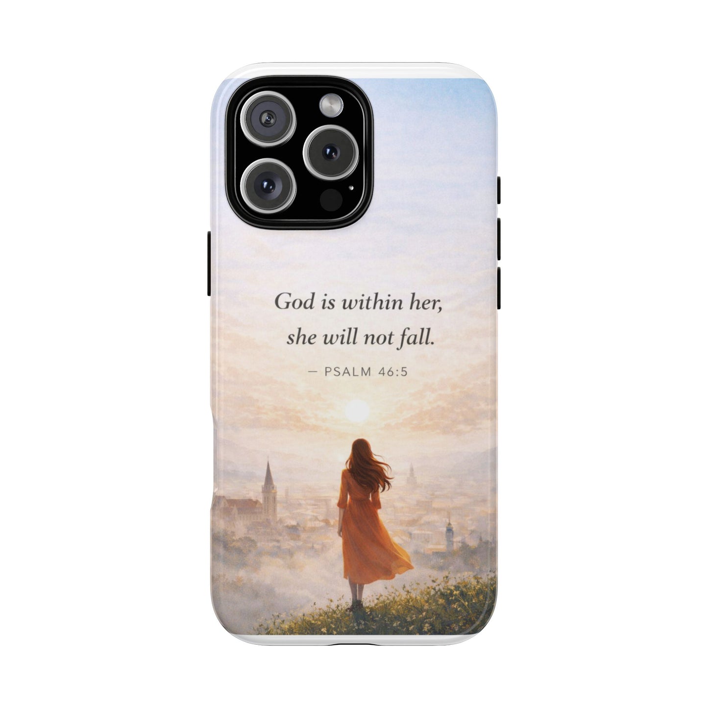 Inspirational Psalm 46:5 Phone Case — 'God is within her, she will not fall' Christian Phone Cover