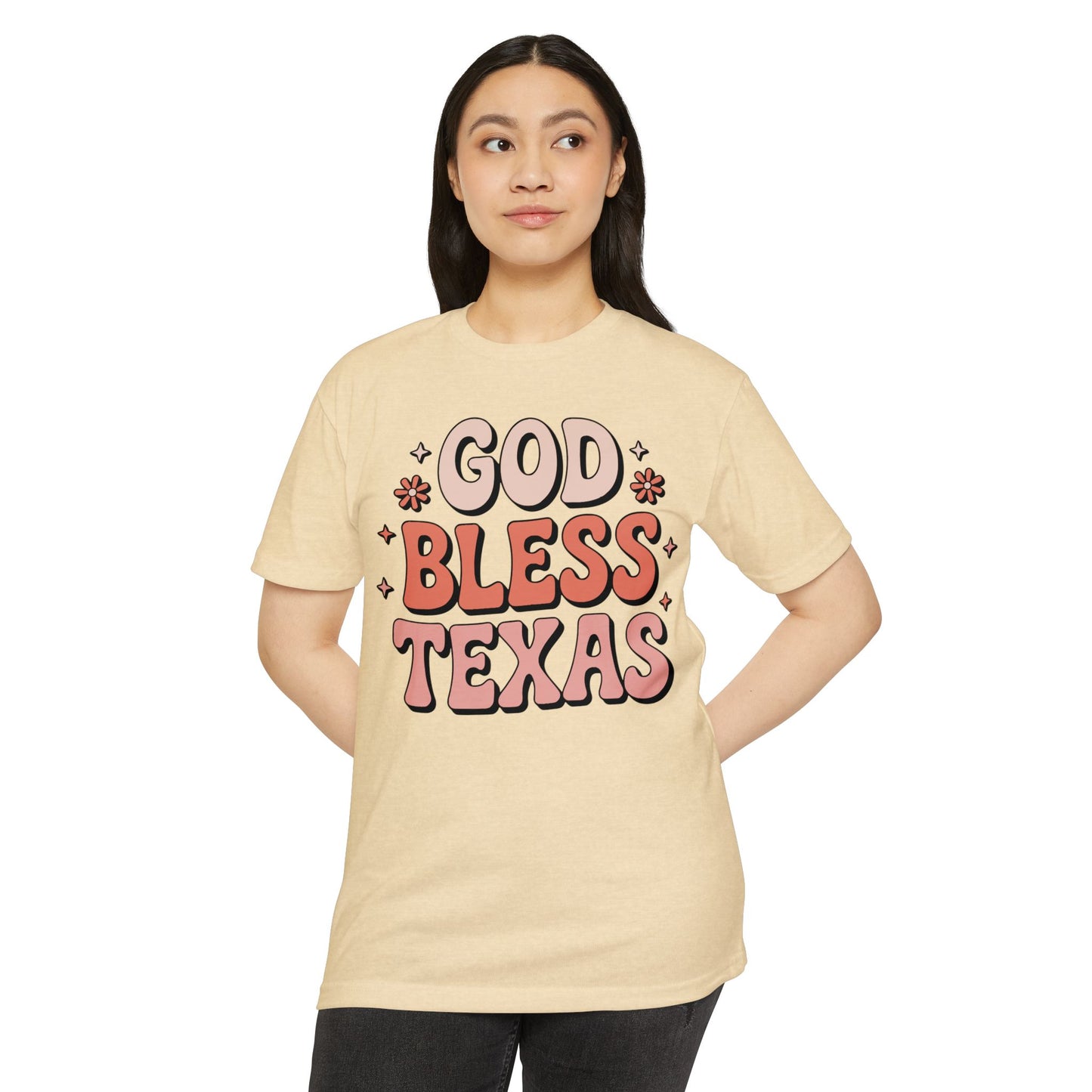 God Bless Texas T-Shirt — Retro Floral State Pride Tee